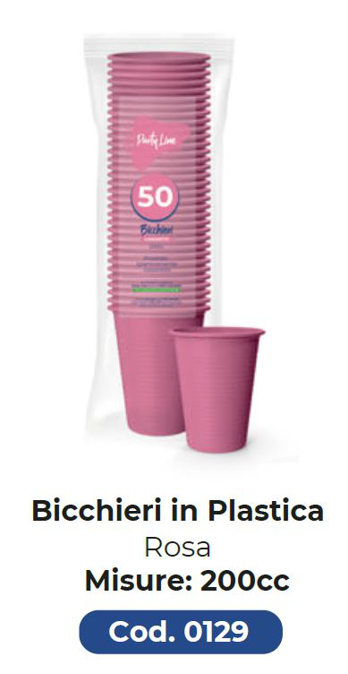 BICCHIERE IN PLASTICA RIUTILIZZABILE 200CC ROSA 50PZ PARTY LINE