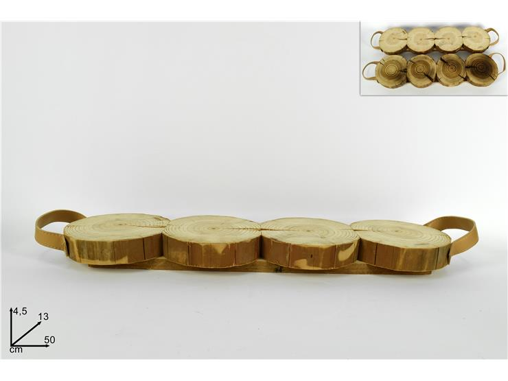 VASSOIO IN LEGNO RETTANGOLARE BASE TRONCHI 4 POSTI CM.50x13xH.4,5 DUESSE