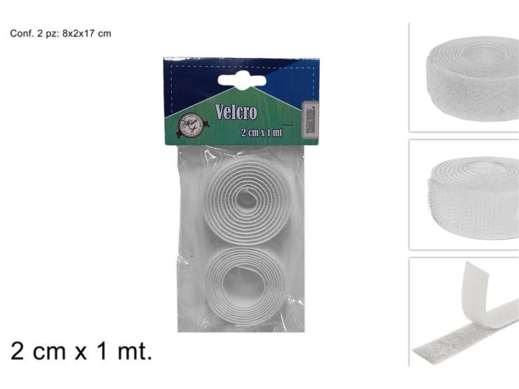 CUCITO VELCRO AUTOADESIVO CONF.2PZ. DA 2CM.x1MT BIANCO IN BLISTER DUESSE