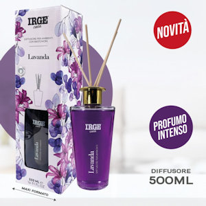 DEODORANTE AMBIENTE LIQUIDO CON BASTONCINI 500 ML. IN VASETTO LAVANDA IRGE