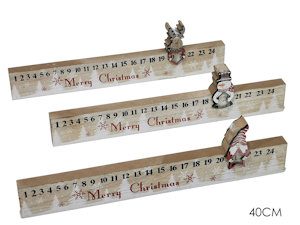 CALENDARIO DELL'AVVENTO SU STECCA IN LEGNO CM.40 445378 GENERAL