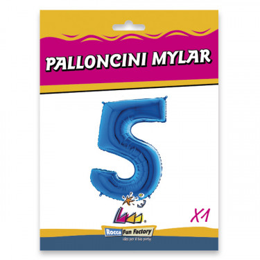 PALLONCINO MYLAR BLU NUMERO 5 CM.102 D.40