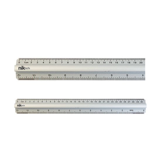RIGHELLO IN ALLUMINIO 20CM. DOPPIODECIMETRO NIKOFFICE