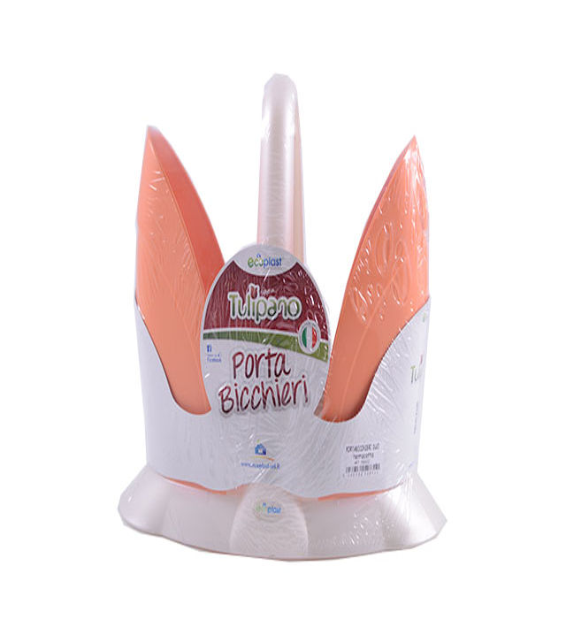 PORTABICCHIERI IN PLASTICA TULIPANO DUO MADREPERLA E TERRACOTTA ECOPLAST