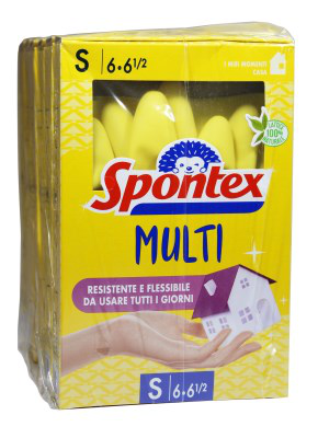 GUANTI MULTIUSO IN GOMMA SPONTEX TAGLIA S GIALLI FATIGATI