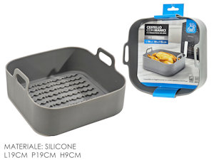 CESTELLO IN SILICONE CON MANICI PER FRIGGITRICE AD ARIA CM.D17x17xH.9 727399 GEN