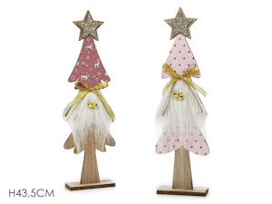 ALBERO DI NATALE IN LEGNO PINO DECORATO CON FIOCCHETTO CM.H.43 423128 GENERAL