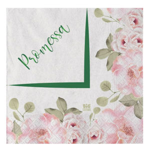 PROMESSA DI MATRIMONIO TOVAGLIOLI CM.25x25 CONF.20PZ. FLOREAL BIGPARTY