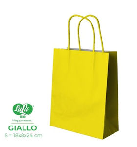 BUSTA CARTA GIALLA KRAFT CM.18x8x24 MANICO RITORTO PEZZI 25