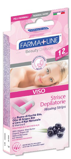 DEPILAZIONE STRISCE VISO CONF.12PZ. OLIO DIARGAN E CERA D'API FARMALINE