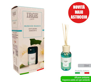 DEODORANTE AMBIENTE LIQUIDO CON BASTONCINI 30 ML. MUSCHIO BIANCO IRGE