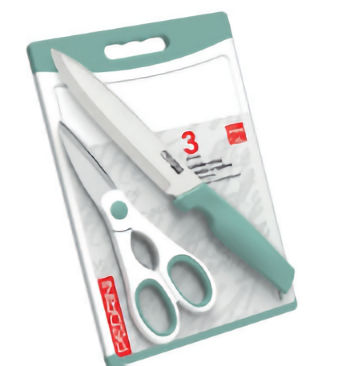 TAGLIERE IN PLASTICA SET 3PZ. CON COLTELLO E FORBICI 03GD323 PEDRINI