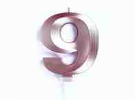 CANDELINA CERA 3D CM.10 ROSA GOLD CHROME NUMERO 9