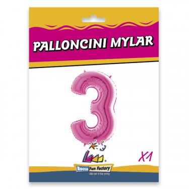 PALLONCINO MYLAR FUXIA NUMERO 3 CM.102 D.40