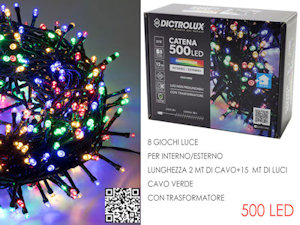 500 LED MINILUCCIOLE ESTERNO MT.20+6.5 CAVO MULTICOLOR PROGRAMMABILE GENERAL