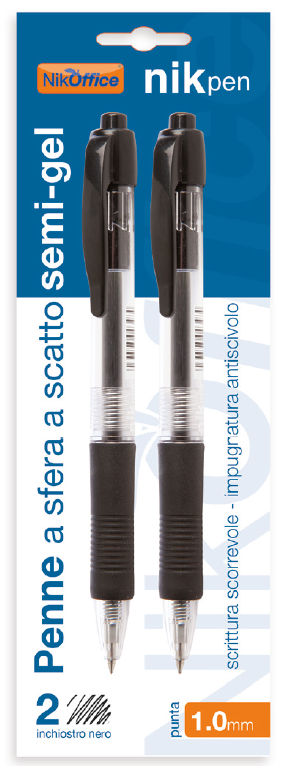 PENNA NIKOFFICE A SFERA A SCATTO ROSSA CONF. 2PZ. SU BLISTER CONF.