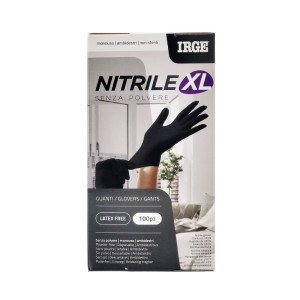 GUANTI MONOUSO IN NITRILE IRGE 100PZ. TAGLIA XL NERO