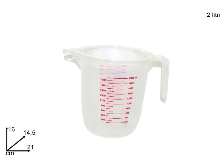 CARAFFA IN PLASTICA GRADUATA DA 2 LT. CON MANICO DUESSE