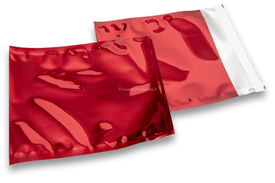 BUSTINE IN PPL CM.10x15 METALLIZZATE ROSSE CONF.50PZ. CON PATELLA ADESIVA