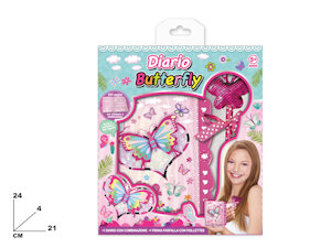 GIOCO DIARIO SEGRETO CON PENNA BUTTERFLY CM.21x24 MAZ