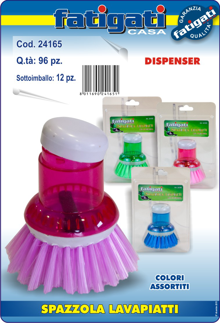 SPAZZOLA LAVAPIATTI CON DISPENCER SAPONE FATIGATI