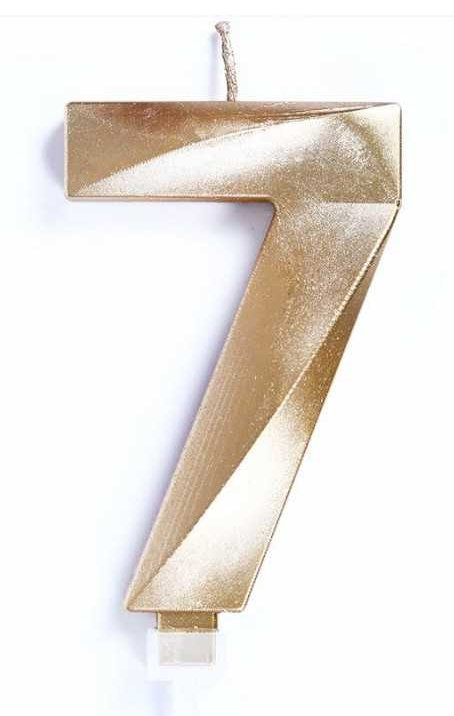CANDELINA CERA 3D CM.10 ORO CHROME NUMERO 7