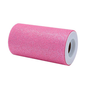 ROTOLO TULLE GLITTER H.CM.12.5 x 25MT. ROSA CALDO