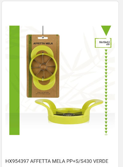 UTENSILE AFFETTA MELA IN PLASTICA GREEN CM.16x10 IDEA'S