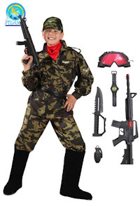 COSTUME MILITARE 5/6 ANNI DI PEGASUS CON ACCESSORI 1045