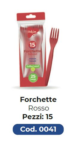 FORCHETTE IN PLASTICA RIUTILIZZABILI CONF.15PZ.ROSSE LIME PARTY LINE