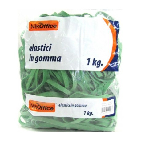 ELASTICI A FETTUCCIA IN GOMMA VERDE CONF.1KG. D.150 NIKOFFICE
