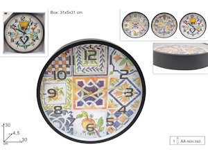 OROLOGIO DA PARETE TONDO 30CM DECORO LIMONI DUESSE