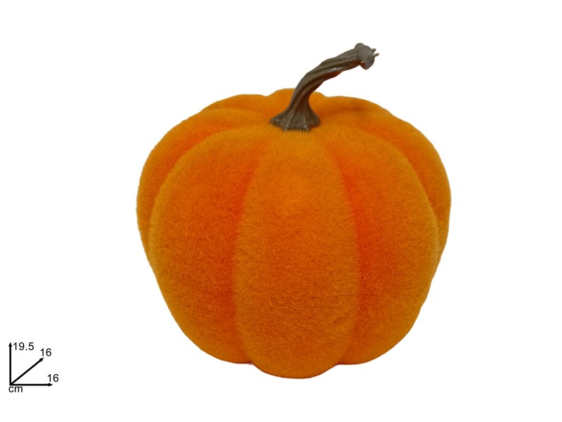 DECORAZIONE ZUCCA IN POLISTIROLO FLOCCATA CM.16xH.19 DUESSE