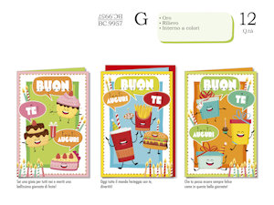 BIGLIETTI COMPLEANNO BAMBINI BC.9957 PEZZI 12