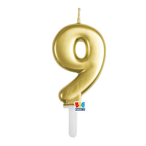 CANDELINA CERA TINY PLUMP CM.7 ORO METAL N. 9 BIGPARTY