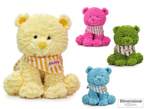 PELUCHE ANIMALI ORSETTO CM.28 SEDUTO COLORI FLUO 718915 GENERAL