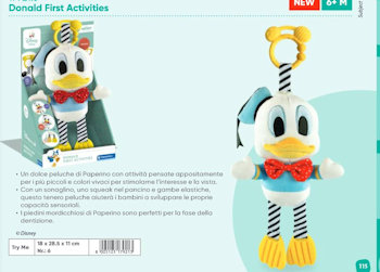 BABY PELUCHE PAPERINO CON SONAGLIO 6 MESI + 17921 CLEMENTONI