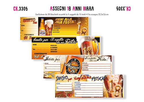INVITO 18 ANNI BIRRA INVITO ASSEGNO DA 15 FOGLI