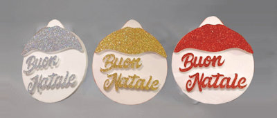 POLISTIROLO SFERA CON SCRITTA BUON NATALE GLITTER CM.33x33 EURONATALE