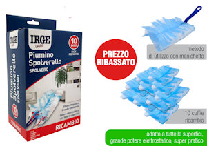 SPOLVERELLO PIUMINO CATTURA POLVERE SOLO CUFFIE DI RICAMBIO CONF. DA 10PZ. IRGE