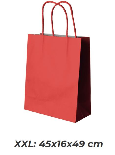 BUSTA CARTA ROSSA KRAFT CM.45x16x49 MANICO RITORTO PEZZI 25