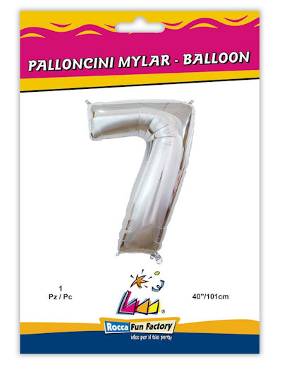 PALLONCINO MYLAR ARGENTO NUMERO 7 CM.102 D.40