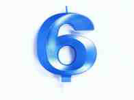 CANDELINA CERA 3D CM.10 BLU CHROME NUMERO 6