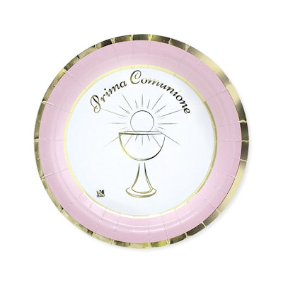 COMUNIONE CHIC ROSA PIATTI CM.24 CONF.8 PZ. BIGPARTY