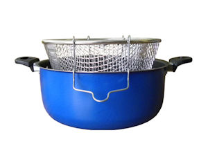 CASSERUOLA FRIGGITRICE ALLUMINIO EASY CM.24 MANICI 2 CON CESTELLO COLOR BLU POT