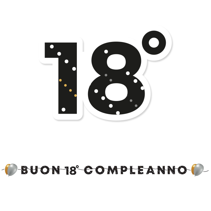 18 ANNI PRESTIGE FESTONE SCRITTA 18 NUMERO CM.600 BIGPARTY