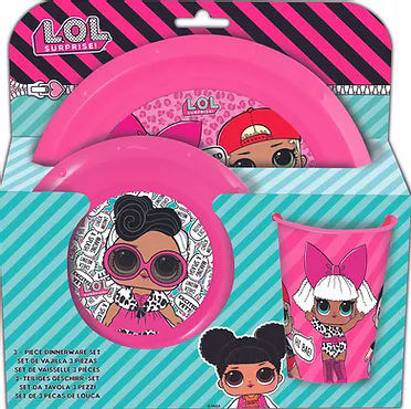 LOL SURPRISE PIATTI E BICCHIERE SET.3PZ.