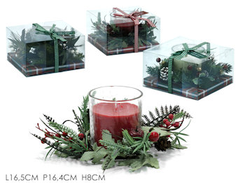 CANDELA PROFUMATA N BICCHIERE DI VETRO CM.H.8 CON DECORO 619462 GENERAL
