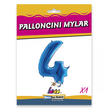 PALLONCINO MYLAR BLU NUMERO 4 CM.102 D.40