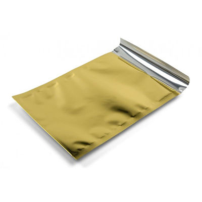 BUSTINE IN PPL CM.10x15 METALLIZZATE ORO CONF.50PZ. CON PATELLA ADESIVA